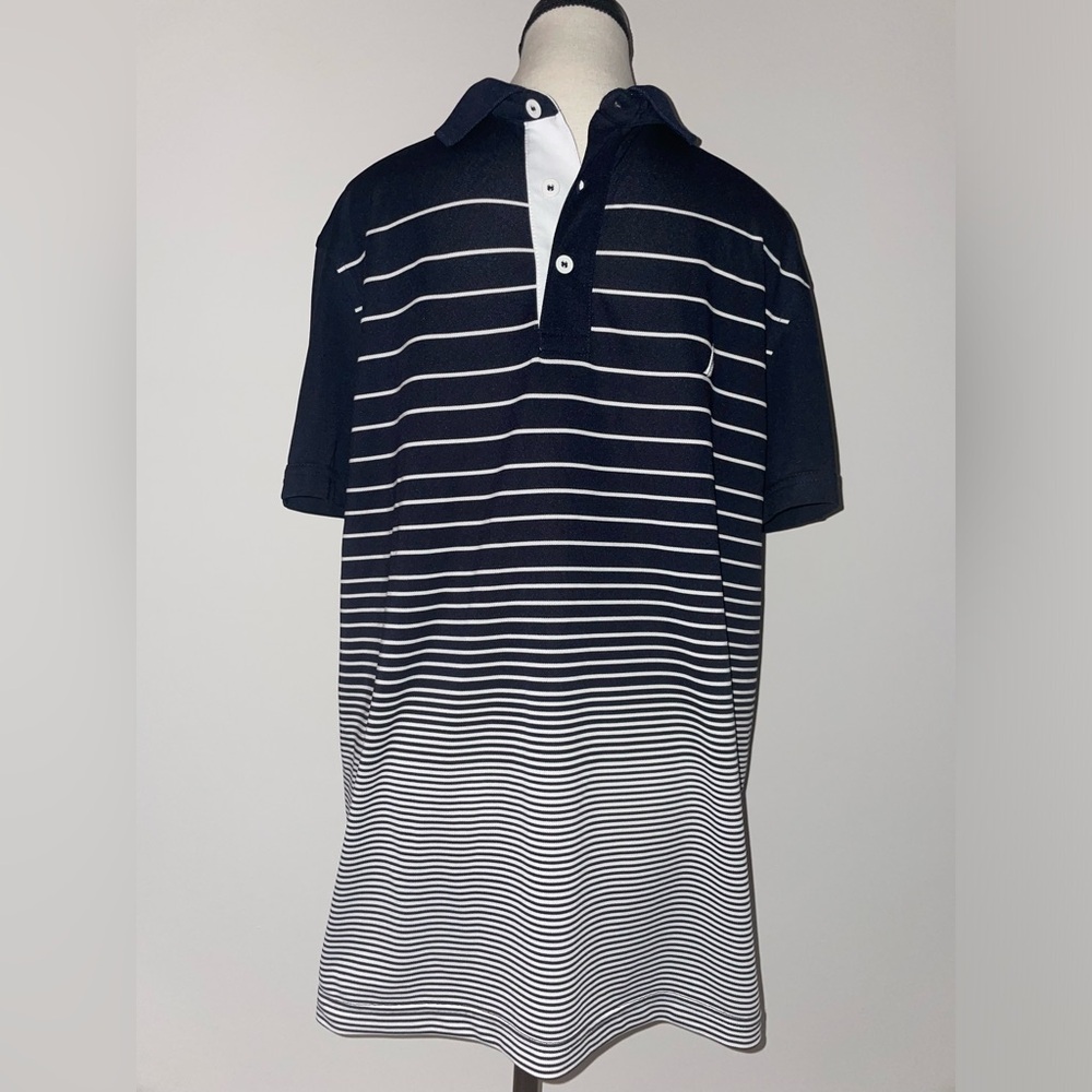 Nautica Navy Blue and White Striped Polo Shirt
